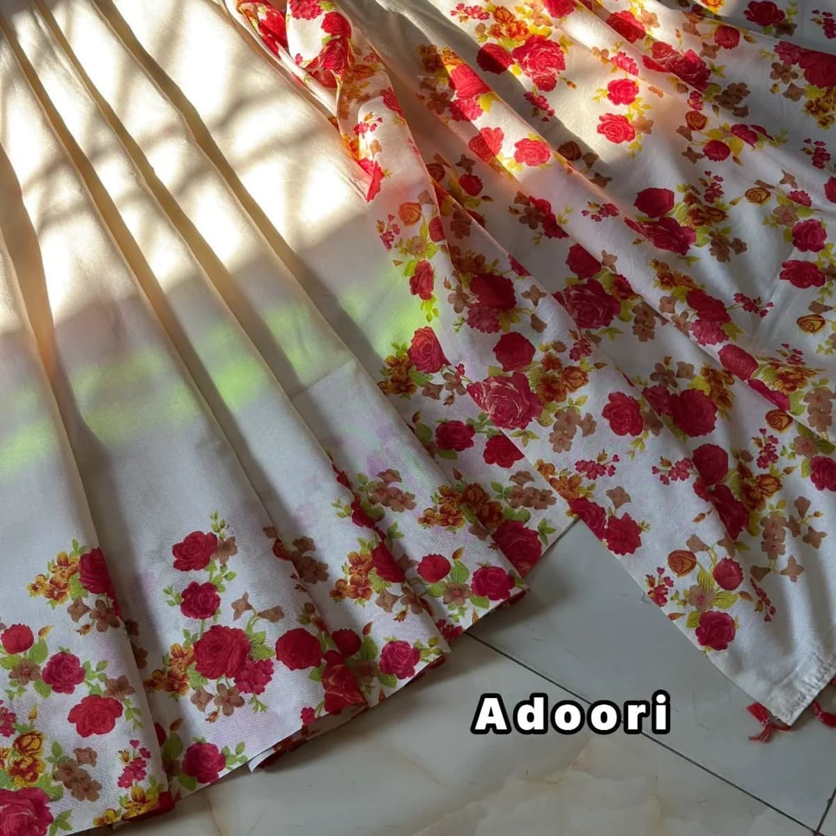 White Floral Cotton Saree