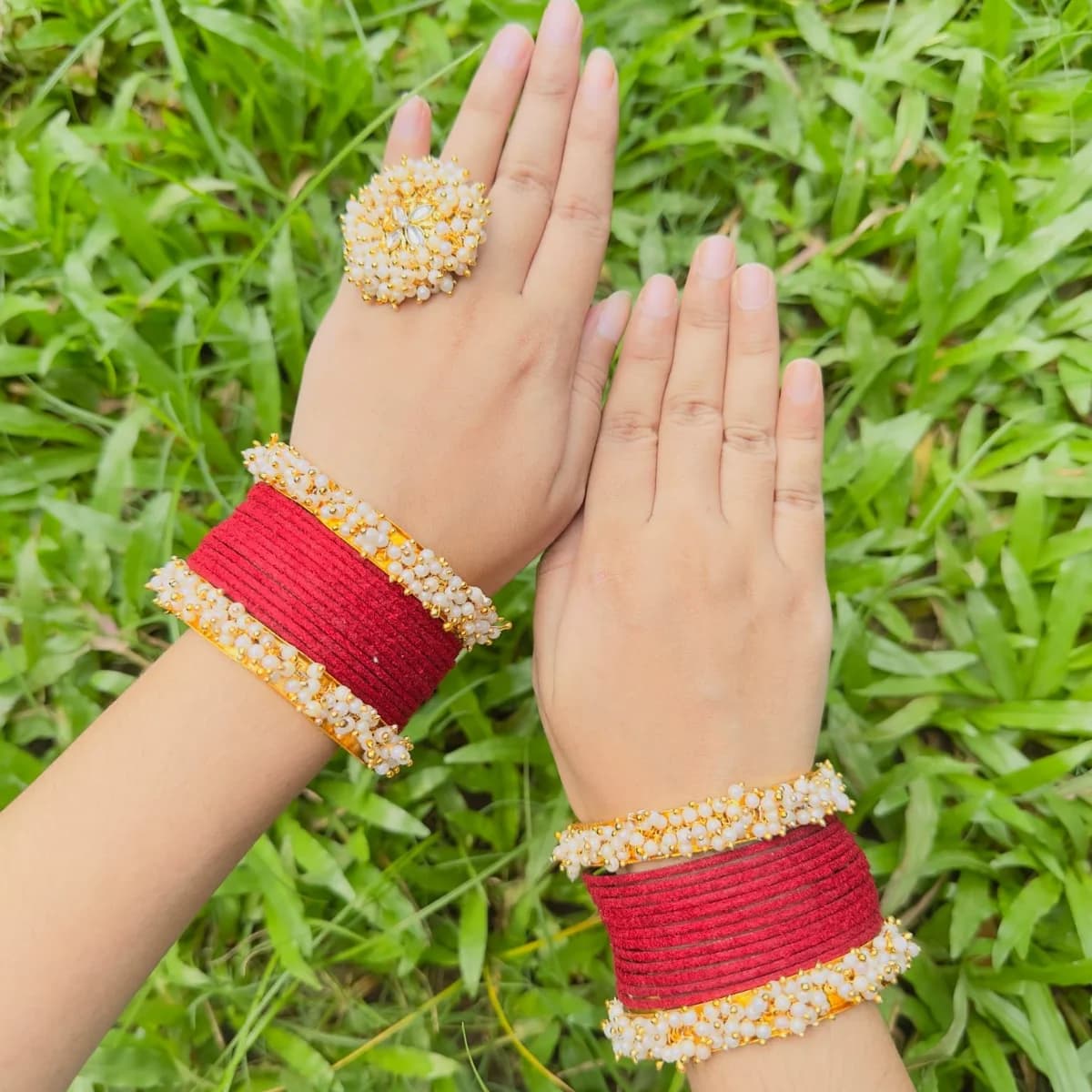 Ruby Red Traditional Bangles — view 4